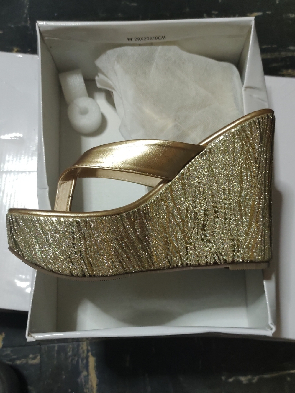 Gold Wedge Platform Sandal - Women's Metallic Slide